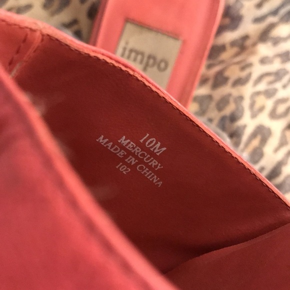 IMPO size 10 coral / pinkish open toe slides , chunky block heel - Picture 11 of 12